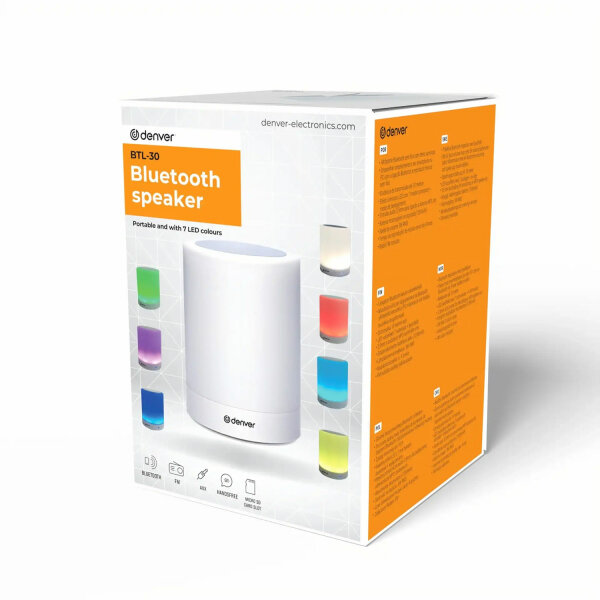 Denver BTL-30 portable Bluetooth Speaker mit Beleuchtung Grey Neu